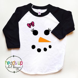 Toddler Girl Snowman Shirt Baby Girl Christmas Snowman tshirt  Trendy Christmas Tees Kids Snowman Face Twins Matching Siblings Xmas Bodysuit