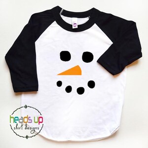 Snowman Shirt Toddler Boy/Girl - Raglan Christmas Tee Kids - Snowman Baby Bodysuit Boy/Girl - Trendy Snowman tshirt - Snowman Face Hipster -