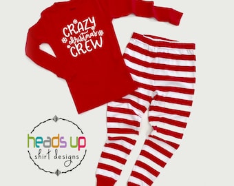 Family Christmas Pajamas Matching Sibling Pajamas Kids Matching Crazy Christmas Crew Cousin PJs Trendy Toddler Xmas Baby PJ's Holiday Fun