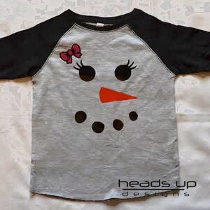 Snowman Raglan Shirt Toddler Girl - Baby Girl Snowman Bodysuit Raglan - Christmas Snowman tshirt - Kids Christmas t shirt - Snowman Face Tee
