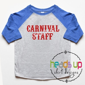 Koszula personelu Carnival Raglan - Circus Party Carnival Crew Tee Chłopiec lub dziewczynka - Dziecięca koszulka Carnival Circus Party Mama lub tata - Koszula personelu wydarzenia