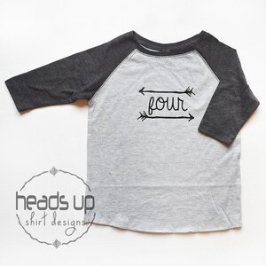 Raglan Birthday Shirt Four Toddler Boy/Girl - 4 Bday Raglan Shirt Toddler Boy/Girl - Four Birthday Arrow tshirt - 4th Birthday Tee -