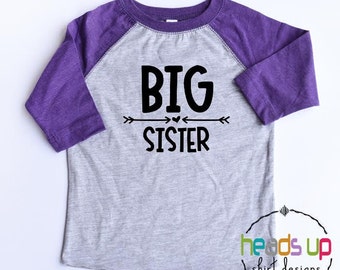 Big Sister Shirt Raglan Toddler Girl - Big Sister tshirt Trendy -  Big Sister to be Tee - New Sibling - Baby Announcement - New Sibling Gift