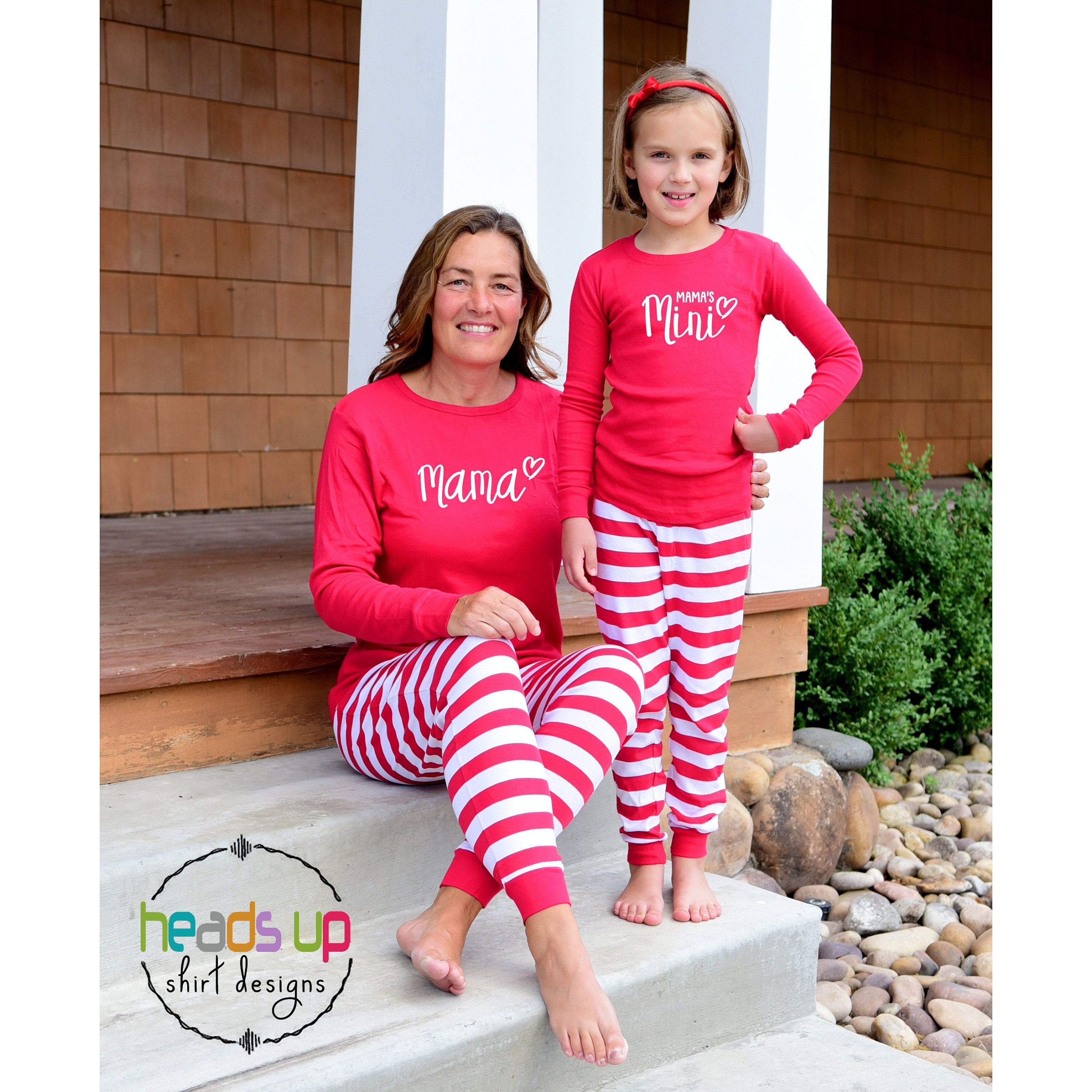 Mommy and Me Pink Heart Matching Pajamas