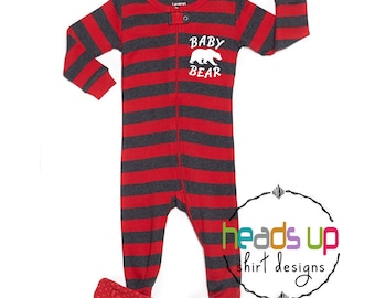 Baby Christmas Pajamas Bear New Baby PJs Matching Family Christmas Eve Outfit Sibling Coordinating Holiday Pajamas Brother Toddler Kids Cute