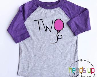 Peuter twee verjaardag shirt ballon jongen of meisje-2de verjaardag ballon Raglan Tee Kids-tweede bday tshirt trendy jongen/meisje-2 gift van de verjaardag