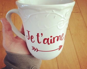 Decal "Je t'aime mon amour" for the coffee mug, mason jar or thermos