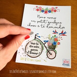 Scratch card to announce the godmother "j'ai un petit quelque chose à te demander"