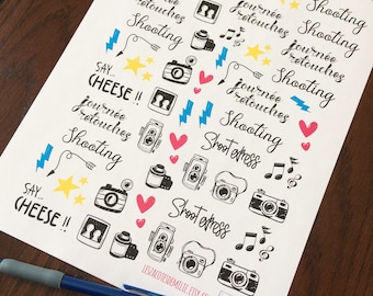 Set of stickers for photographers, ideal for diaries or planners