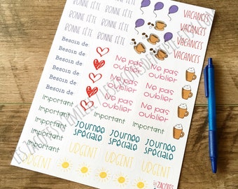 Set of stickers for child care planners, family diary