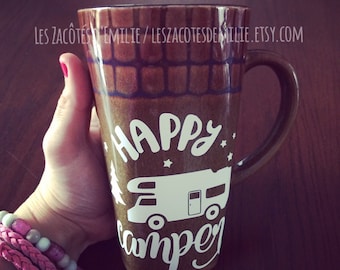 Decal "Happy camper" for stick on your mug, mason jar