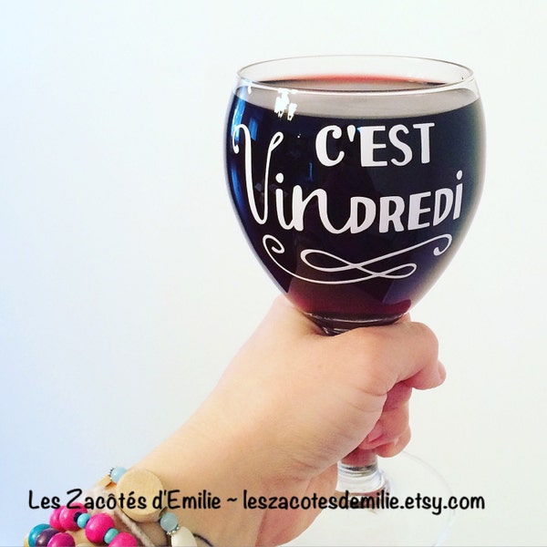 Decal for wine cup "C'est Vindredi" for wine drinkers