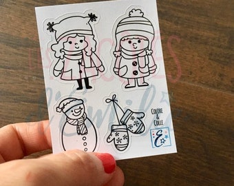 Set of winter stickers to color and paste (set of 9 lots)