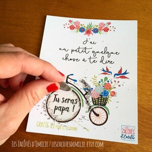 Carte à gratter pour annoncer une grossesse au PAPA "j'ai un petit quelque chose à te dire"