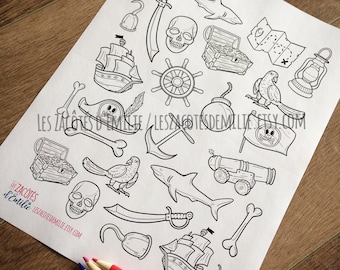 Pirate coloring sticker set, great for kids