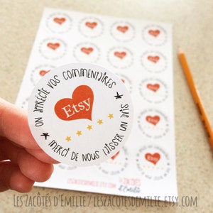 Paper Stickers, review for Etsy Merci de nous laisser un avis french version image 1