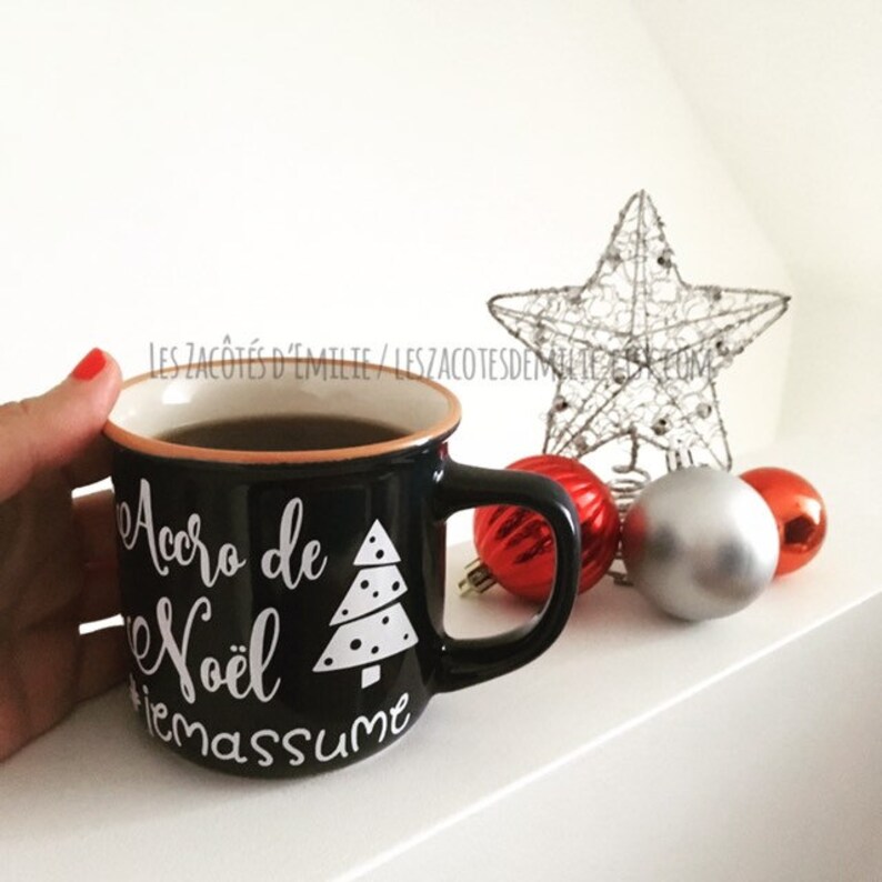 Décalque Accro de Noël, jemassume pour coller sur une tasse, verre, bouteille image 1