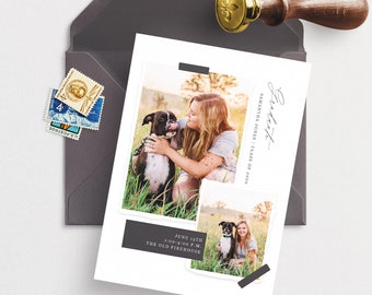 Graduation Invitation Template with Photo Card Photoshop Template Senior Graduation Announcement Template Grad Invite Photo Collage Graduate