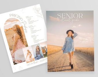 Poppy | Photoshop Senior Photography Pricing List Guide Template Pricing Sheet Photographer Price Guide Editable Photoshop Sell Sheet PG005
