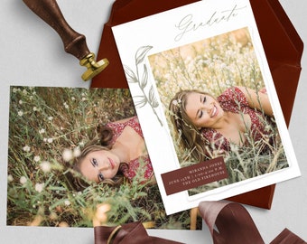 Graduation Invitation Template with Photo Card Photoshop Template Senior Graduation Announcement Template Grad Invite Photo Collage Graduate