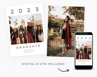 CANVA Graduation Invitation Template with Photo Card Printable Digital Evite Graduation Announcement Grad Electronic Invite CGRAD030