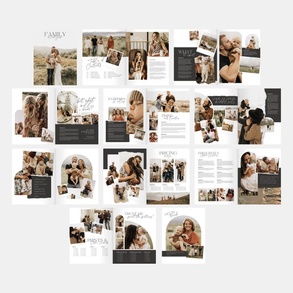 Harlow | CANVA Photography Pricing Guide Family Magazine Template Pricing Brochure Photographer Price Guide Editable Canva Booklet PG006