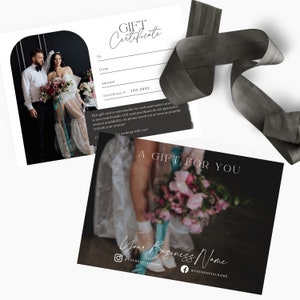 Harlow | Modèle de chèque-cadeau d'entreprise pour la photographie CANVA Modèle modifiable de carte-cadeau pour photographe PG006