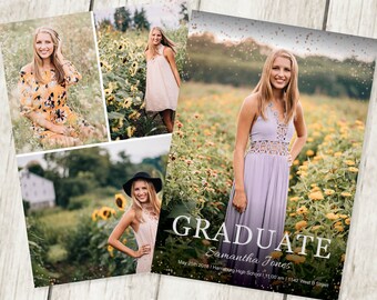 graduation invitation template with photo card photoshop etsy
