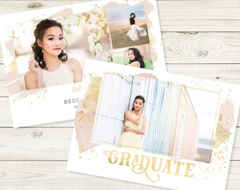 graduation invitation template with photo card photoshop etsy