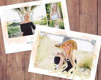 graduation invitation template with photo card photoshop etsy
