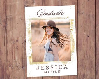 graduation invitation template with photo card photoshop etsy