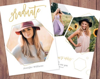 graduation invitation template with photo card photoshop etsy