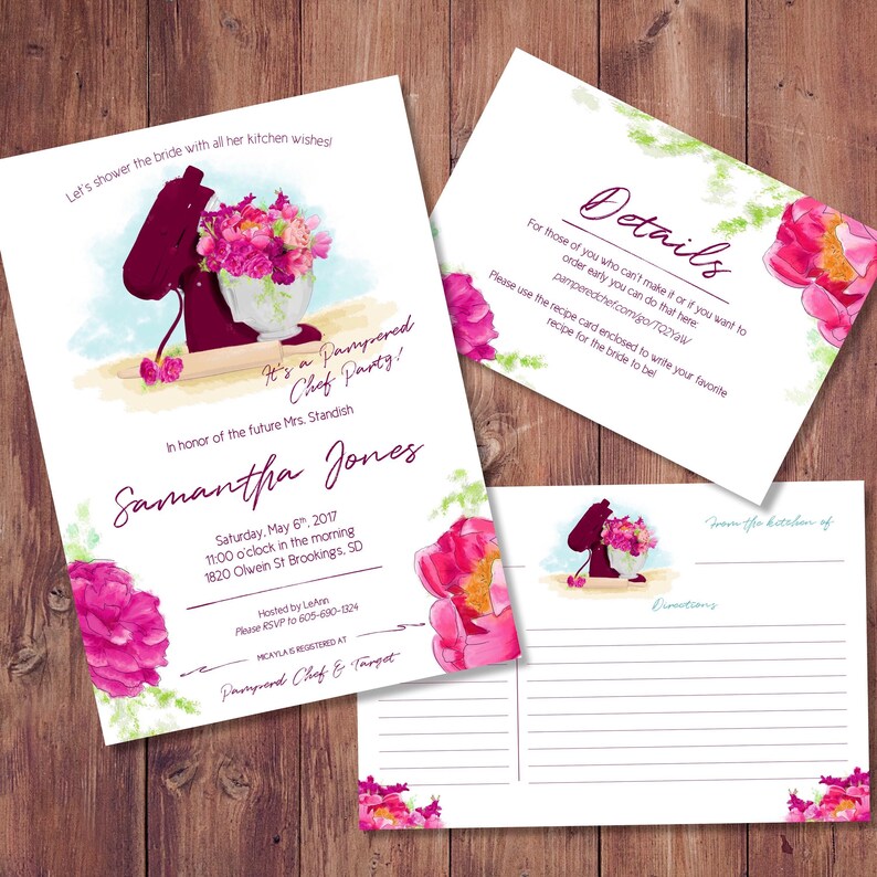 Bridal Shower Invitation Pampered Chef Invite Pink Image 0