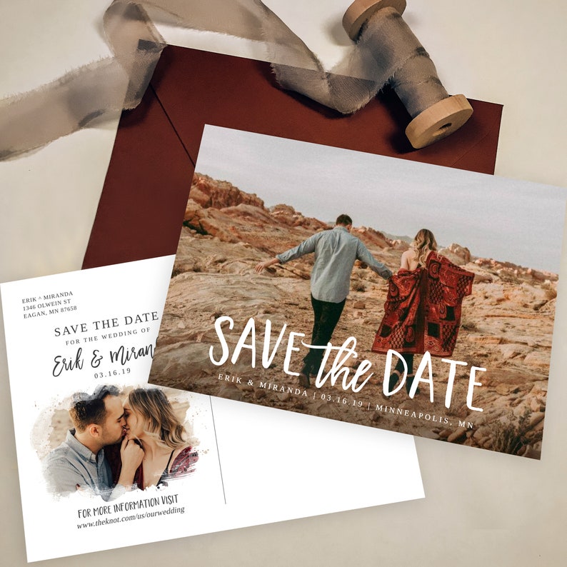 Save the Date Template with Photo Printable Save the Date Card Photo Save the Dates Templett Editable Save the Date with Pictures S043
