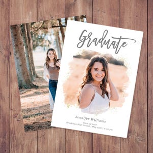 Graduation Invitation Template with Photo Card Photoshop Template Senior Graduation Announcement Template Grad Invite Photo Collage Graduate image 3