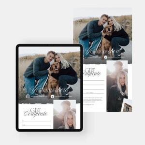 Sophie | Modèle de certificat-cadeau d'entreprise numérique CANVA Photography Modèle modifiable de carte-cadeau de photographe PG009