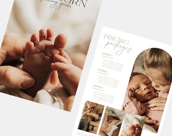 Poppy | CANVA Newborn Baby Fresh 48 Photography Pricing Guide Template Pricing Photographer Price Guide Editable Canva Template PG005