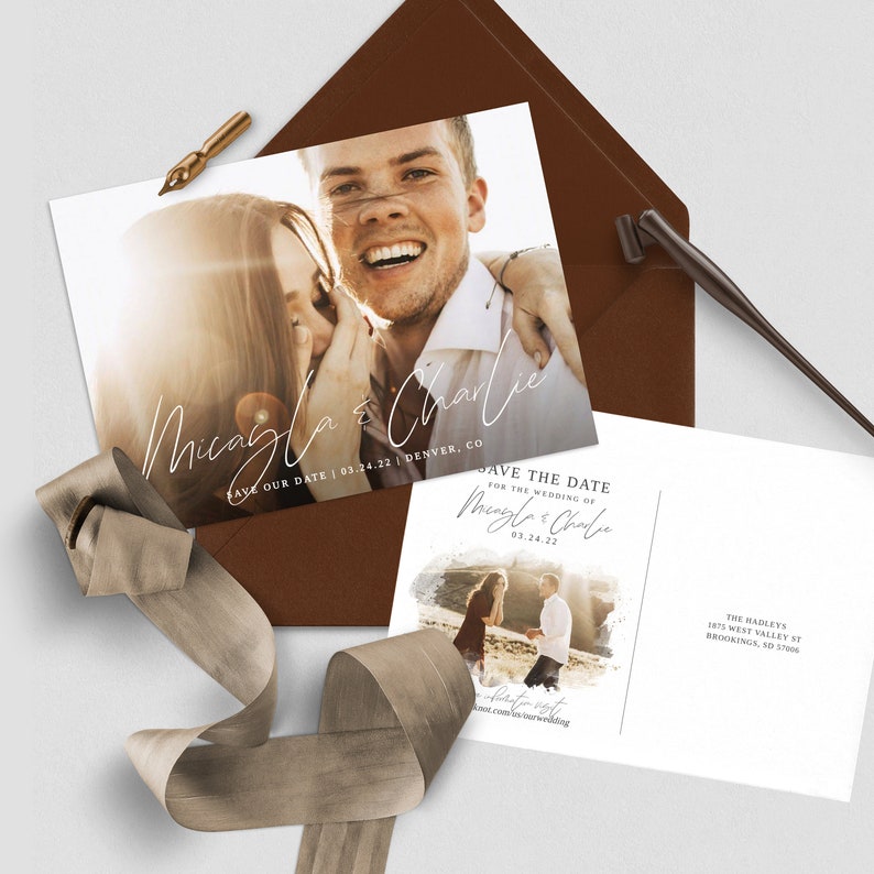 Save the Date Template With Photo Printable Save the Date Card Etsy