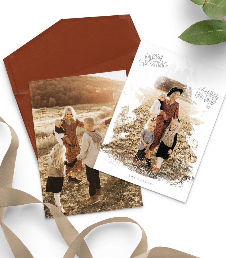 Christmas Card with Photo Template Printable Xmas Card Photo | Etsy