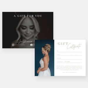 Sienne | Modèle de certificat-cadeau d'entreprise CANVA Photography Modèle modifiable de carte-cadeau de photographe PG004