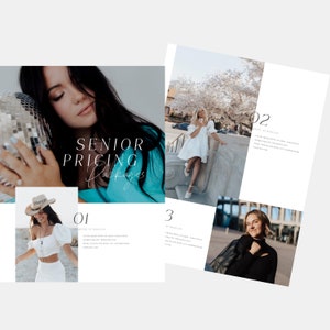Olivia | CANVA Senior Photography Pricing List Guide Template Pricing Sheet Photographer Price Guide Editable Canva Template PG008