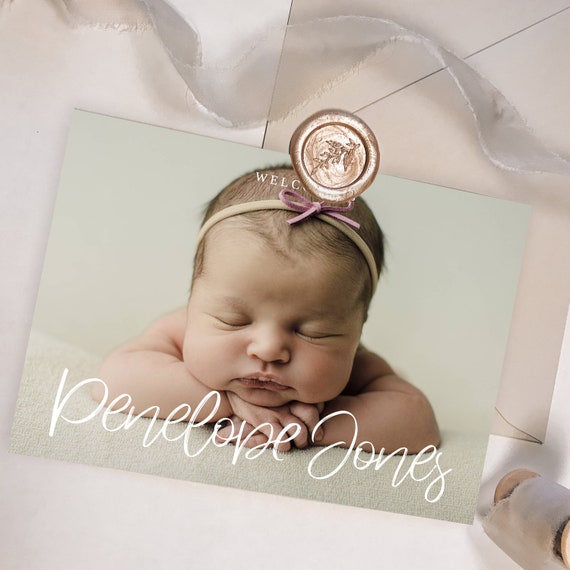 Modèle d'annonce de naissance de bébé avec photo imprimable Carte
