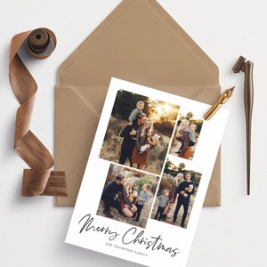 Biglietto di Natale con modello fotografico Biglietto di Natale stampabile con Photoshop Biglietto di auguri fotografico Biglietto di Capodanno modificabile Scarica con immagini CP023
