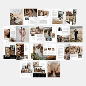 May include: A wedding magazine with a rustic theme. The magazine features photos of couples in various settings, including a desert, a forest, and a church. The magazine also includes text about wedding planning, engagement sessions, and wedding day tips.