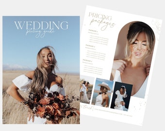 Poppy | CANVA Wedding Photography Pricing List Guide Template Pricing Sheet Photographer Price Guide Editable Canva Template PG005