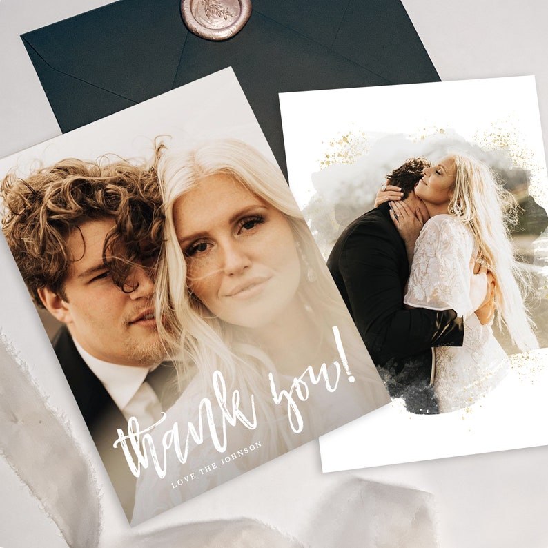 Wedding Thank You Card with Photo Template Printable Thank You Card Photo Thank You Card Templett Editable Download with Pictures TY043