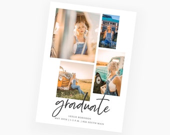 CANVA Graduierung Einladung Vorlage mit Fotokarte Editable Senior Printable Graduierung Ankündigung graduierter graduierter einladen PSGRAD036