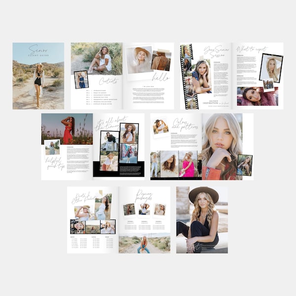 Willa | CANVA Photography Pricing Guide Senior Style Guide Client Welcome Magazine Template Client Guide Editable Canva Booklet PG007