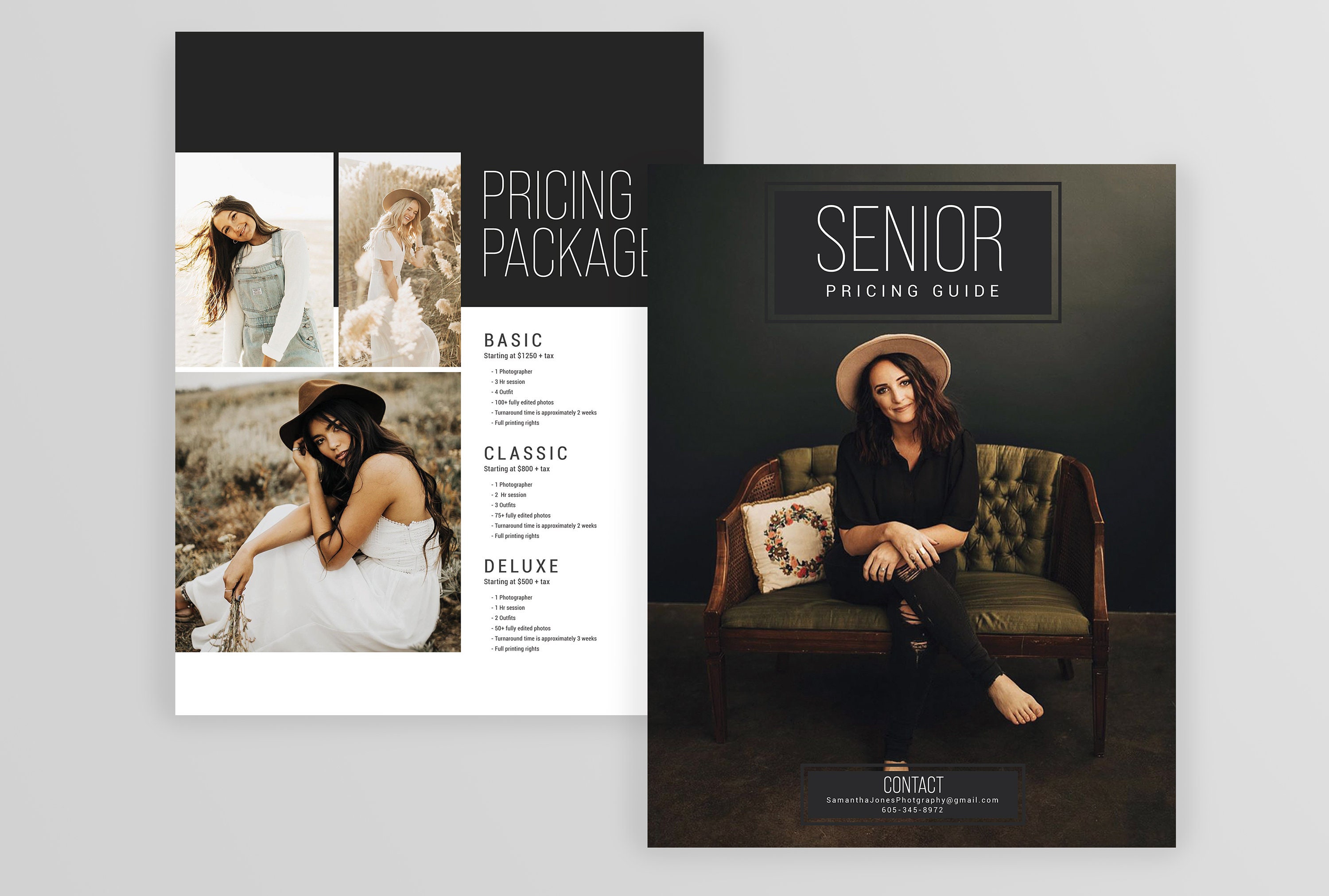 Senior Photography Pricing List Guide Template Pricing Sheet | Etsy