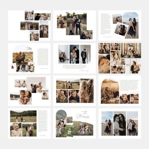 Puede incluir: Un collage de fotos que presenta a una familia en una variedad de entornos, incluyendo un campo, un bosque y un hogar. Las fotos est&aacute;n dispuestas en un patr&oacute;n de cuadr&iacute;cula y est&aacute;n impresas en una paleta de colores c&aacute;lidos y terrosos. El texto "The Standishes" est&aacute; escrito en una fuente cursiva en la parte superior del collage.